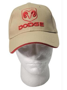 DODGE RAM Hat Embroidered Logo Baseball Trucker Cap Adjustable Strap Khaki Beige